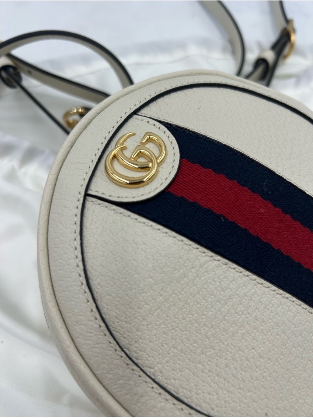 Gucci, Ophidia, mini round backpack featuring iconic gold tone double G logo NWT - Picture 12 of 13
